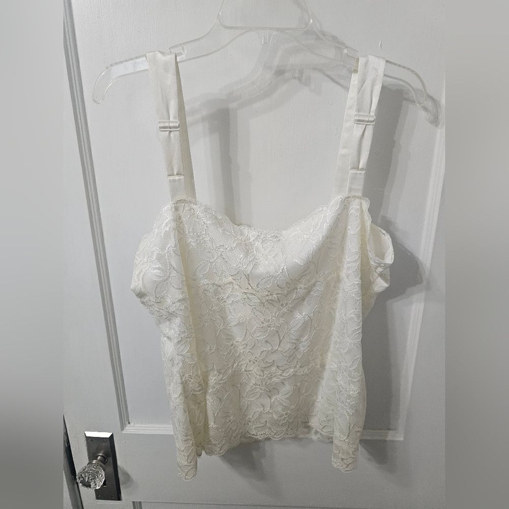 NWT Coldwater Creek Cream Lace Tank With Adjustable Strap Size XL